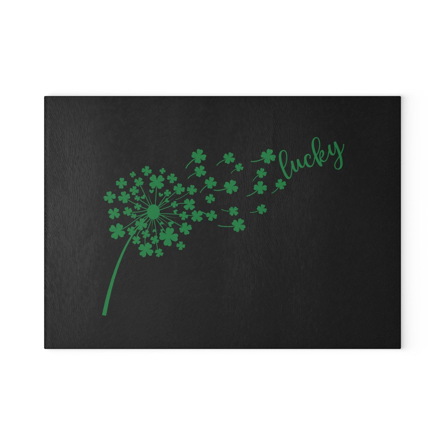 Lucky Dandelion Glass Cutting Board, Kitchen Decor, Gift for Chef, St. Patrick's Day, Home Cooking, Unique Kitchen Gift