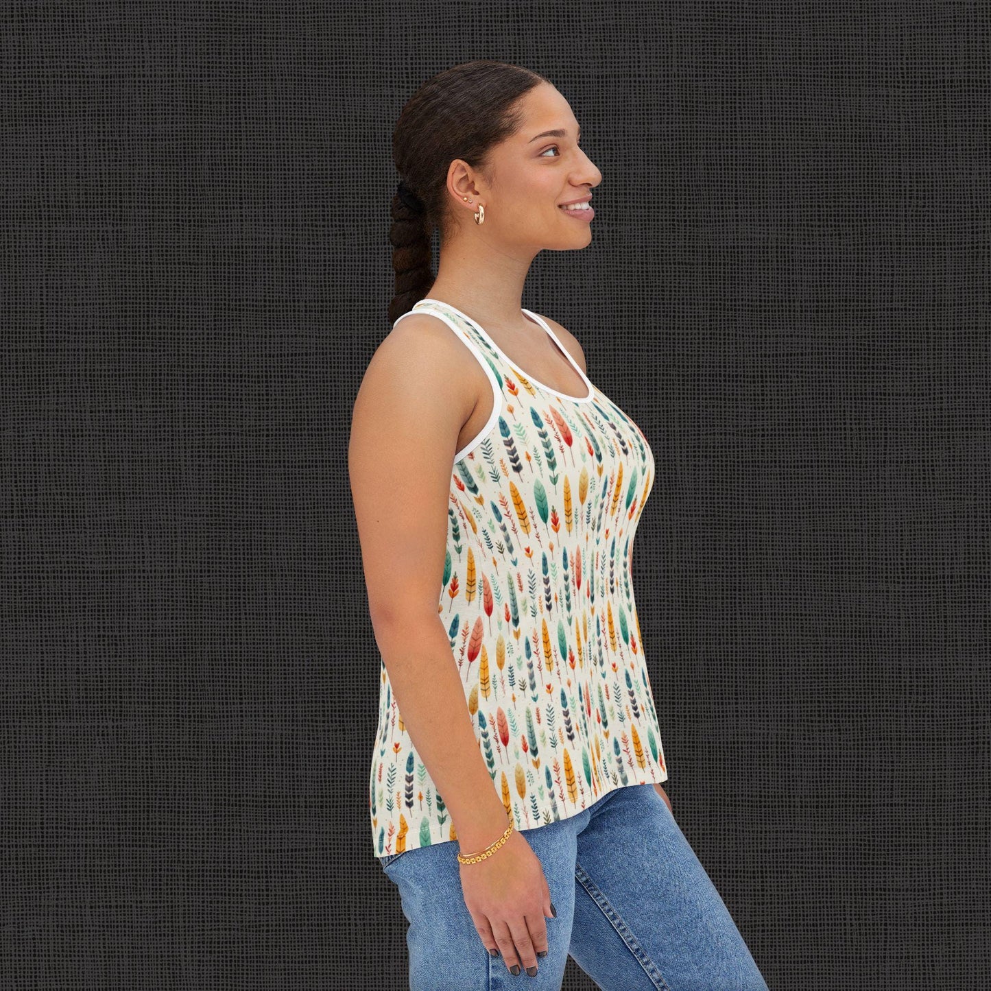 Forest Pattern Women's Tank Top, Boho Summer Shirt, Nature Lovers Gift, Casual Wear, Eco-Friendly Style, Outdoor Activities