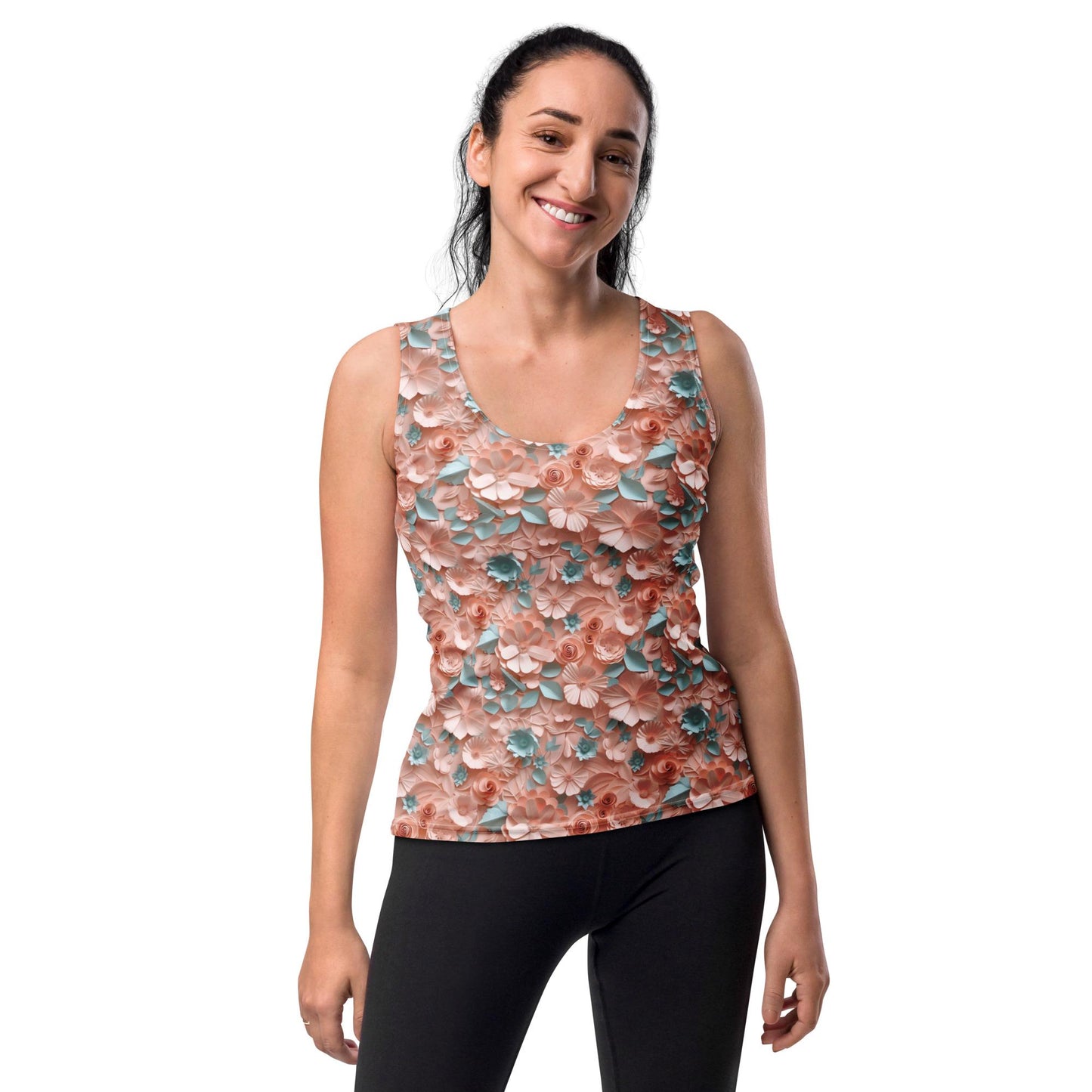 Womens 3D Pastel Spring Floral Sublimation Cut & Sew Tank Top