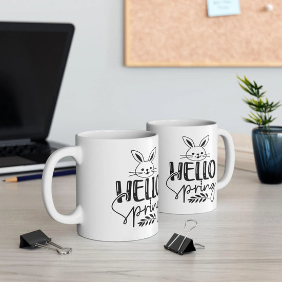 Cute Spring Bunny Ceramic Mug - Perfect Gift for Easter, Spring Decor, Coffee Lovers, Nature Enthusiasts, Dishwasher Safe