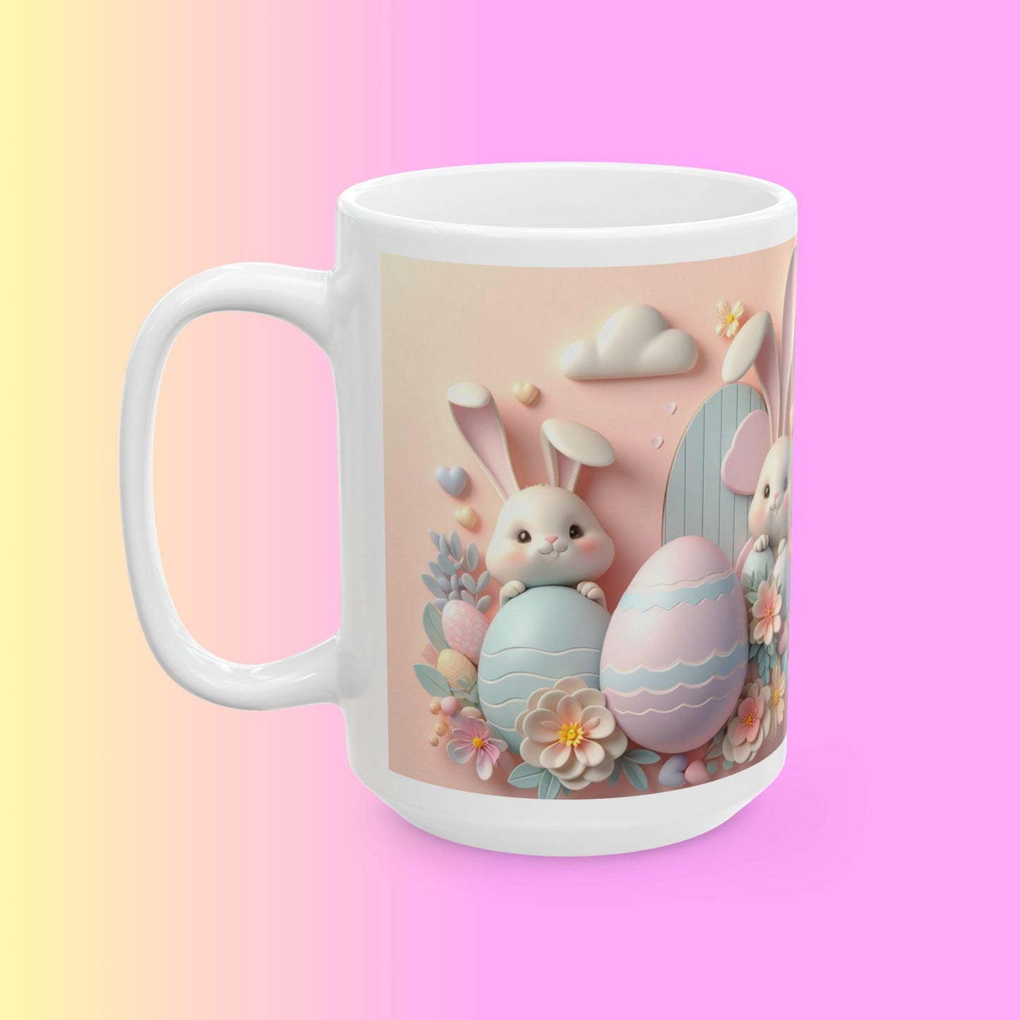 Cute Bunny Easter Ceramic Mug, Perfect for Spring Gifting, Coffee Lovers, Tea Enthusiasts, Festive Decor, 11oz, 15oz