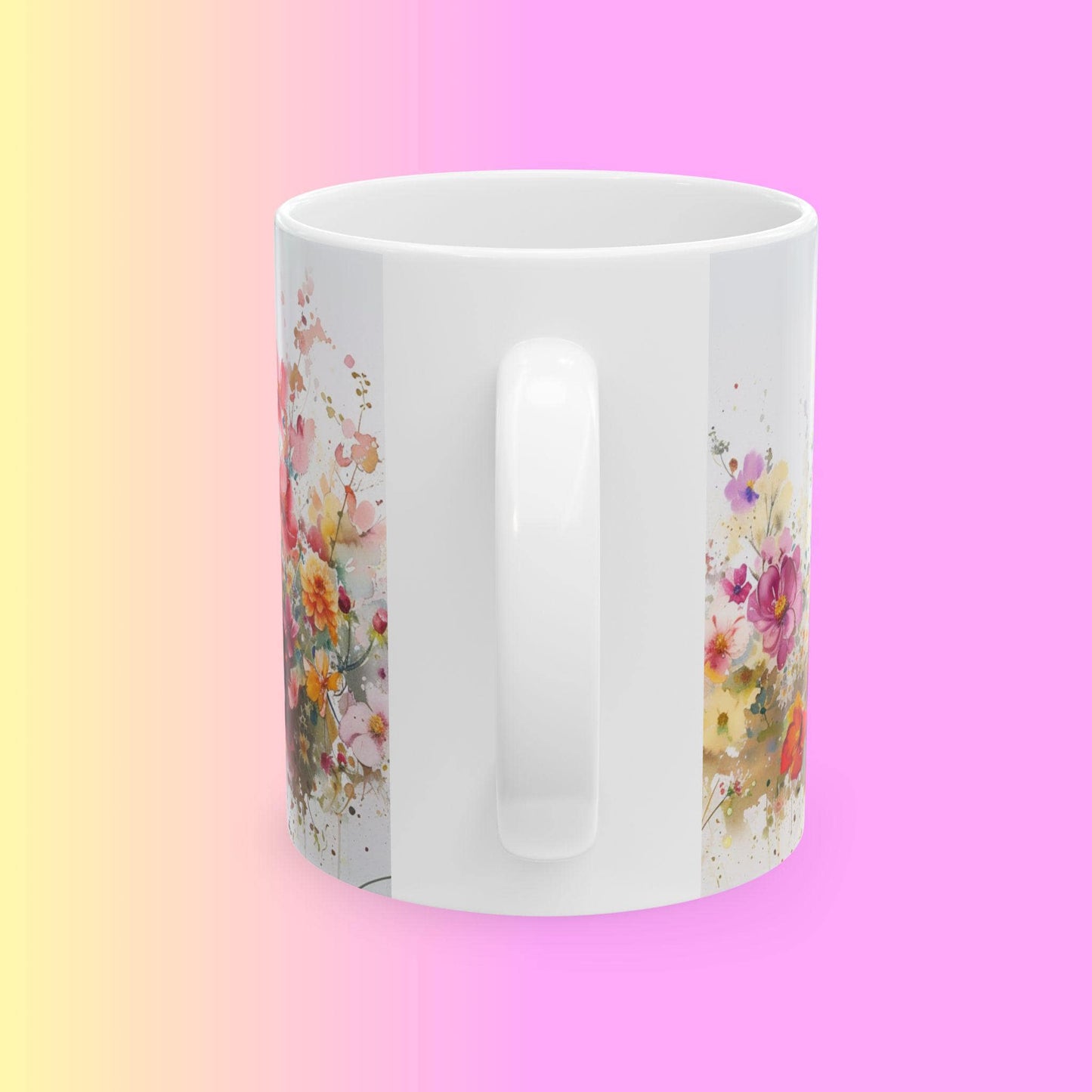 Floral Art Ceramic Mug - Colorful Flower Design, Gift for Her, Morning Coffee Mug, Tea Lover's Gift, Spring Decor