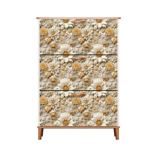 Floral Shoe Cabinet (Made in USA), Designer Home Office Shoe Organizer, Great Gift