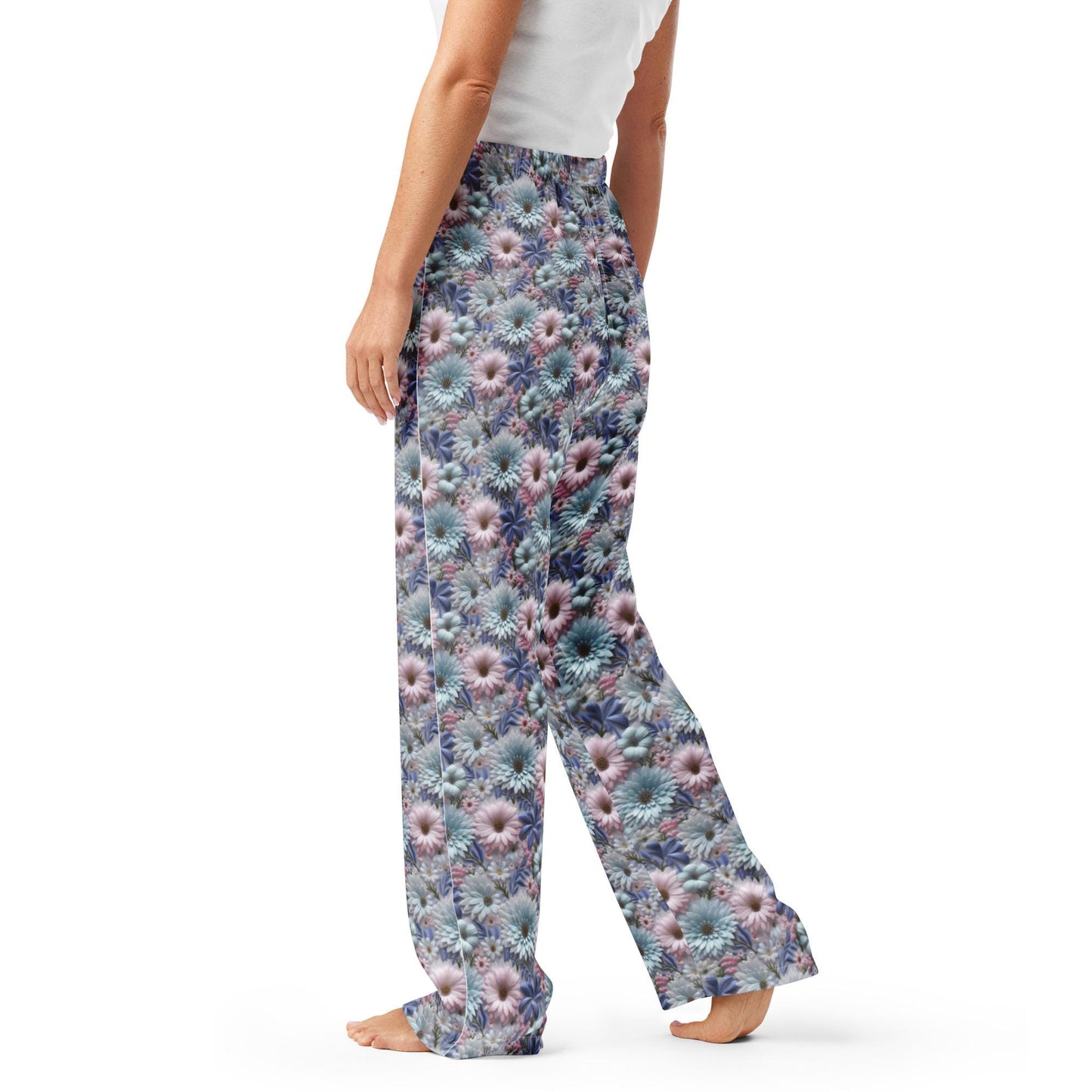 3D Floral Pajama Pants for Women β Spring Soft Lounge Pants β Comfort Sleepwear β Cute Printed PJ Bottoms β Cozy Elastic Waist Pants