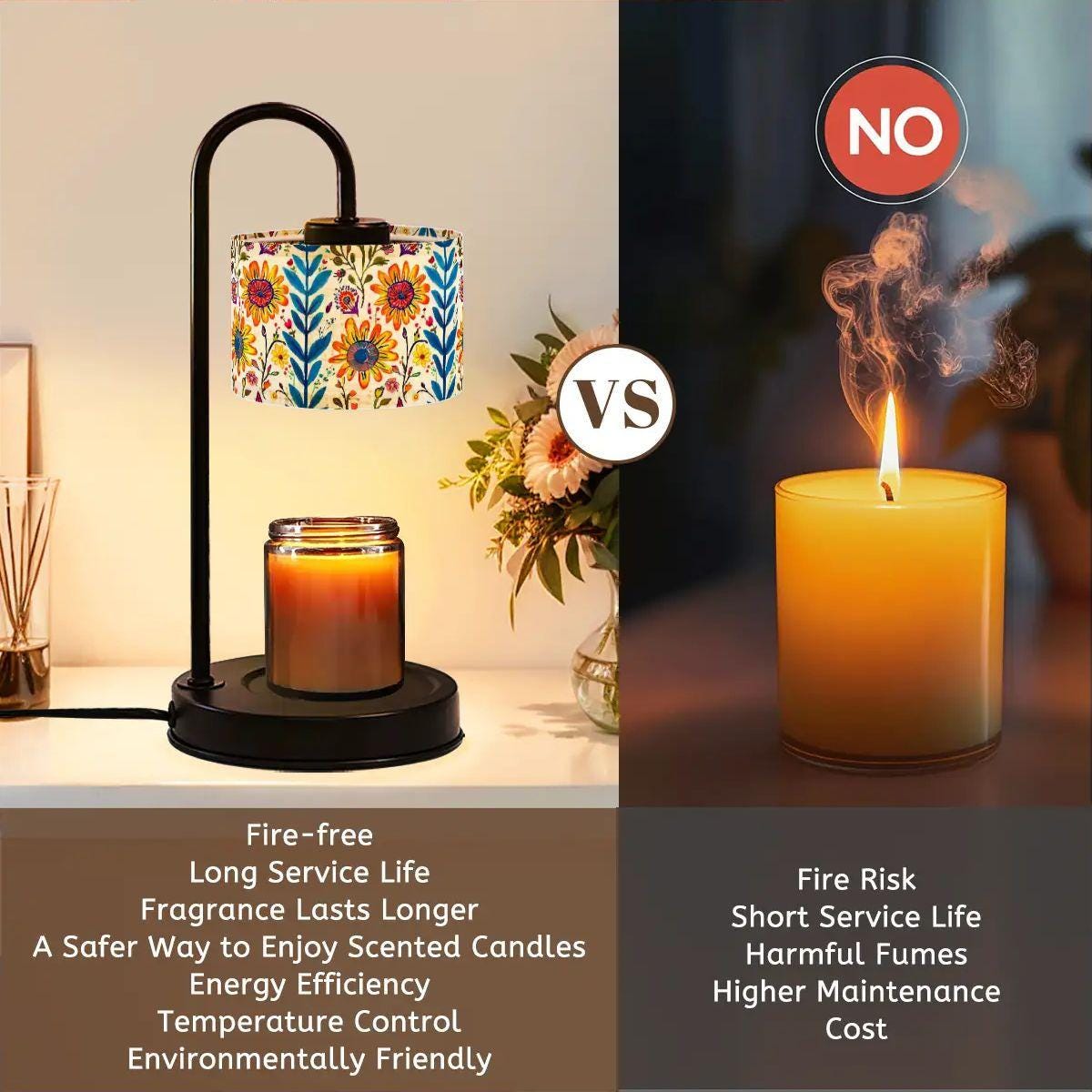 Candle Warmer Lamp, Floral Stylish small bedroom office decorative candle lamp, great unique gift