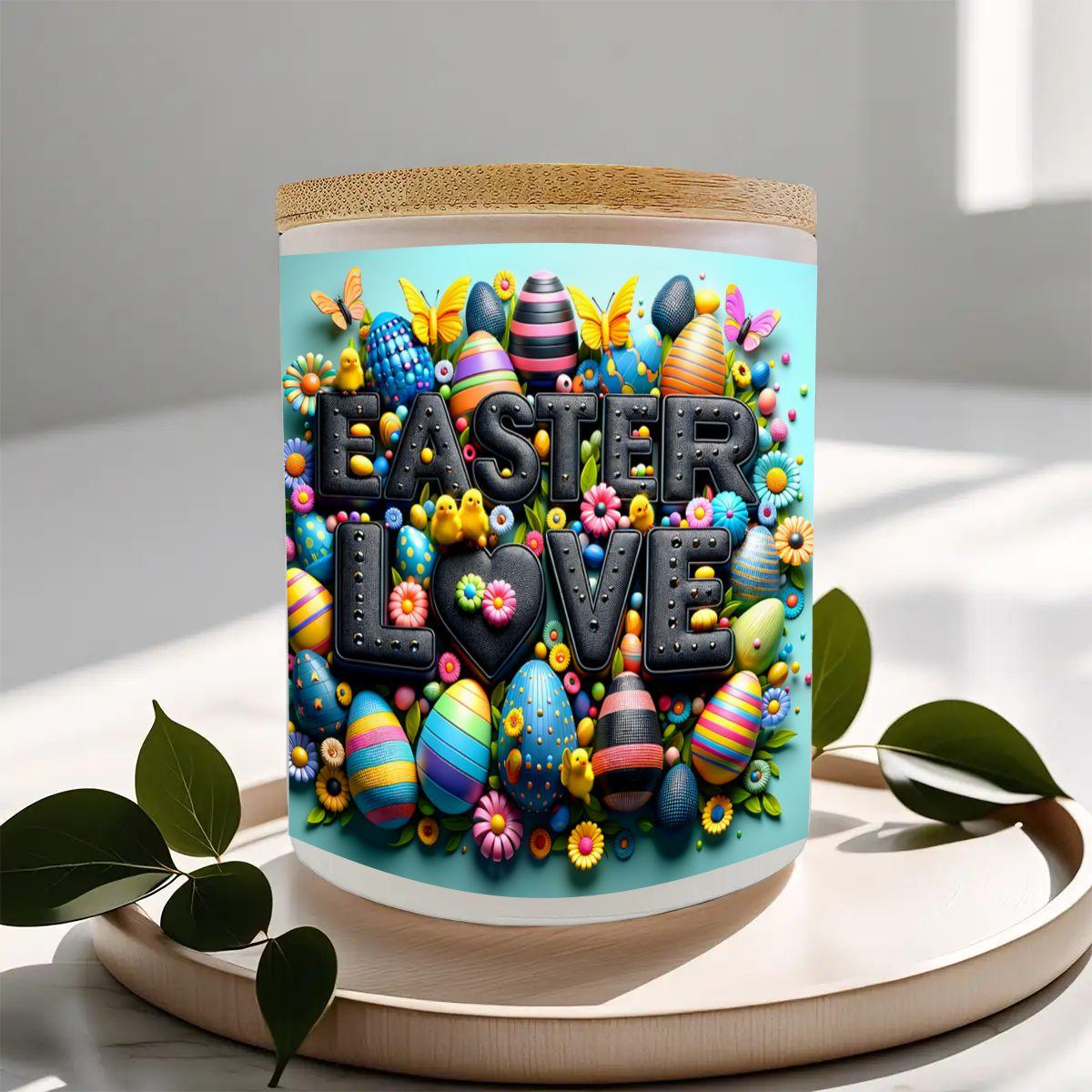 Easter Frosted Jar Scented Candle with Lid (6oz), 3D Design Spring Accent Aromatherapy Candle