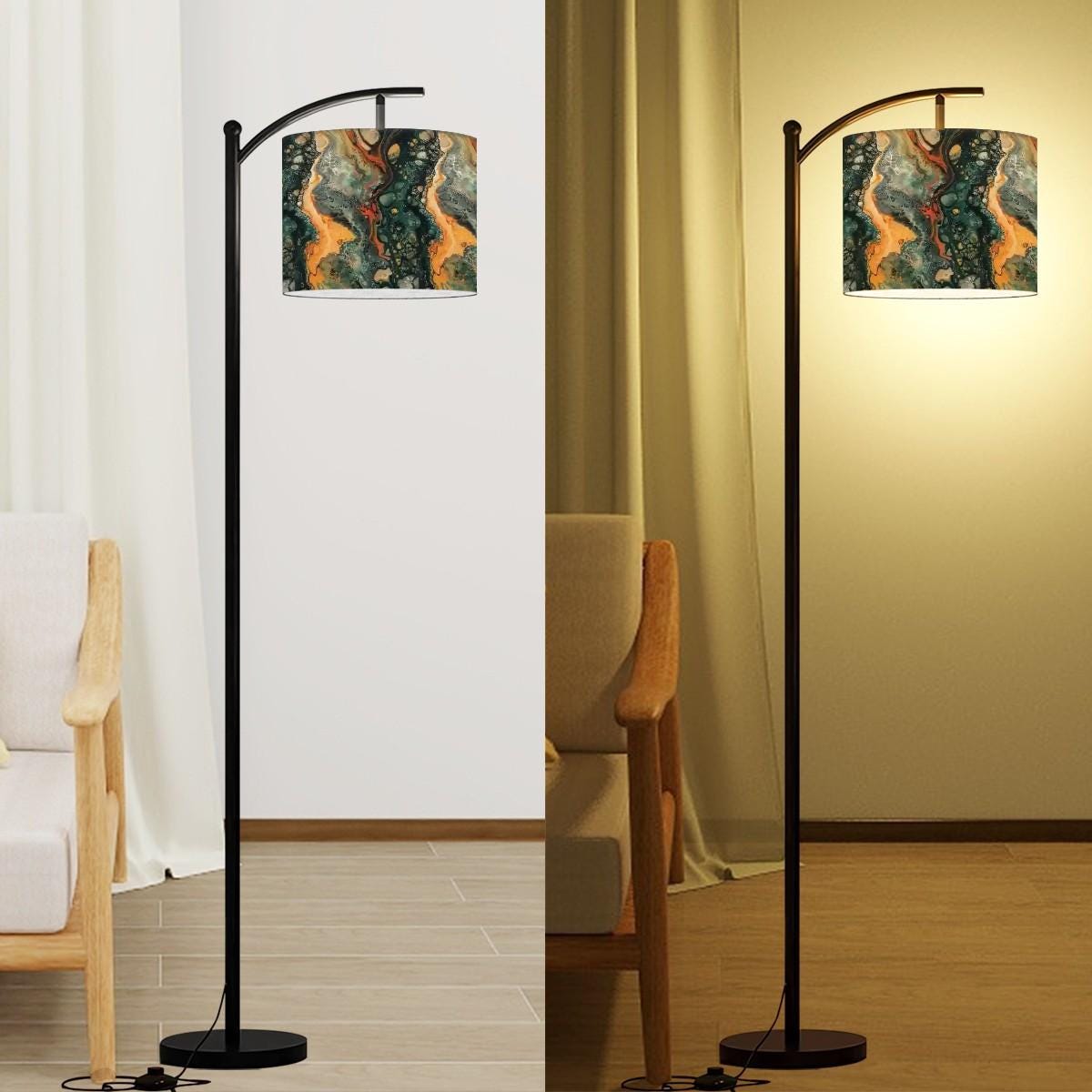 Arc Floor Lamp (Made in USA), Artistic Marble Design Living Room, Bedroom, Home Decor Accent Lighting