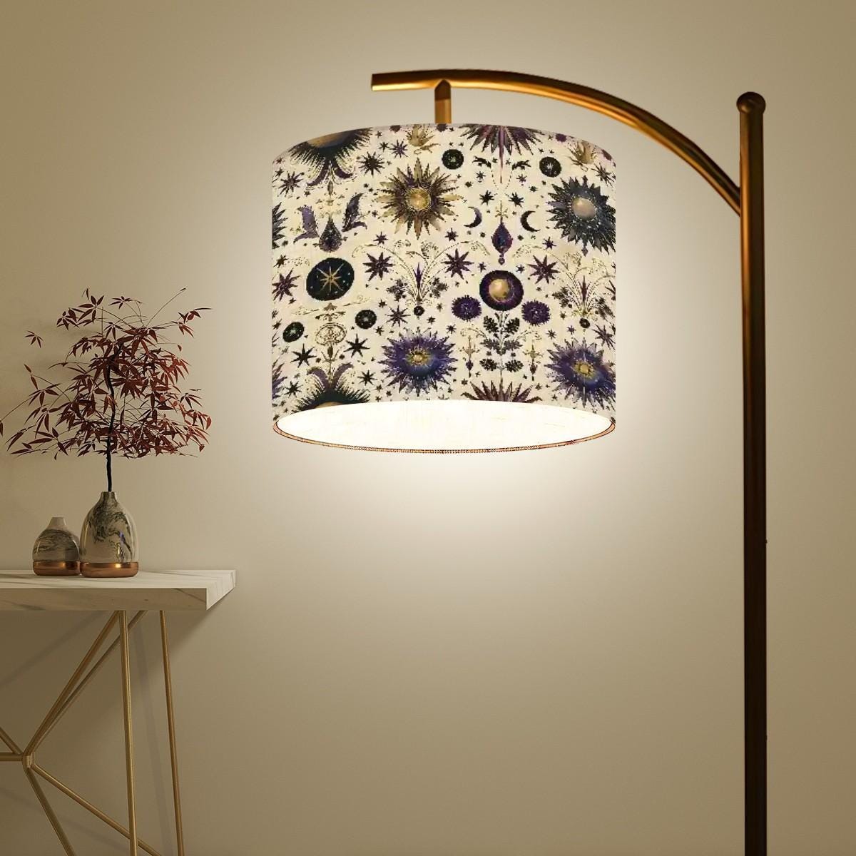 Celestial Sublimation Arc Floor Lamp (Made in USA), Home Decor Stylish all over print Design Tall Living Room Bedroom Den Accent Lighting