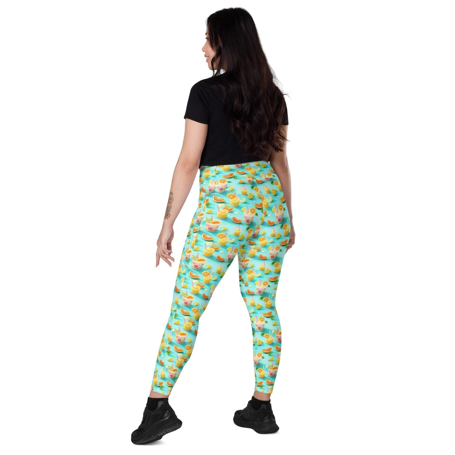 Vibrant Summer Fruity Delight Leggings with Pockets – Fun Printed Yoga Pants, Women's Workout & Casual Wear