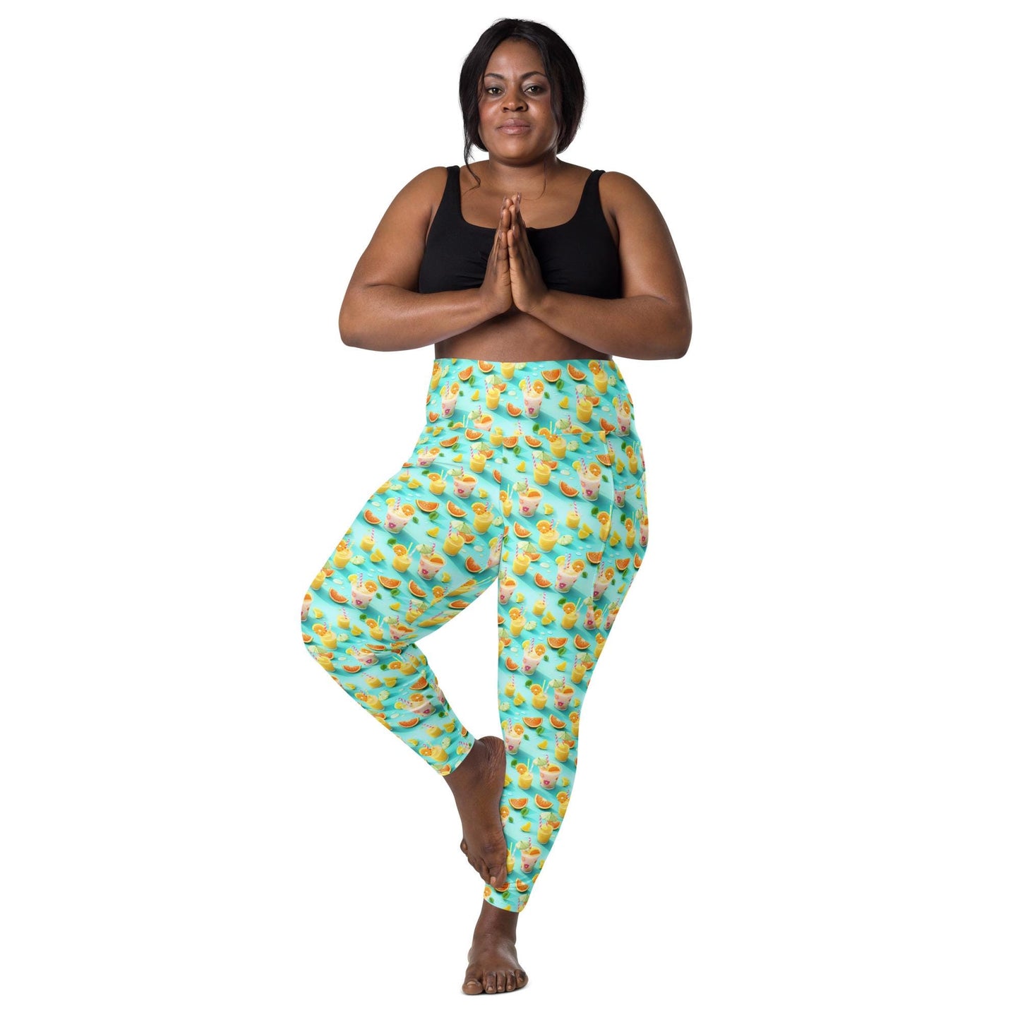 Vibrant Summer Fruity Delight Leggings with Pockets – Fun Printed Yoga Pants, Women's Workout & Casual Wear