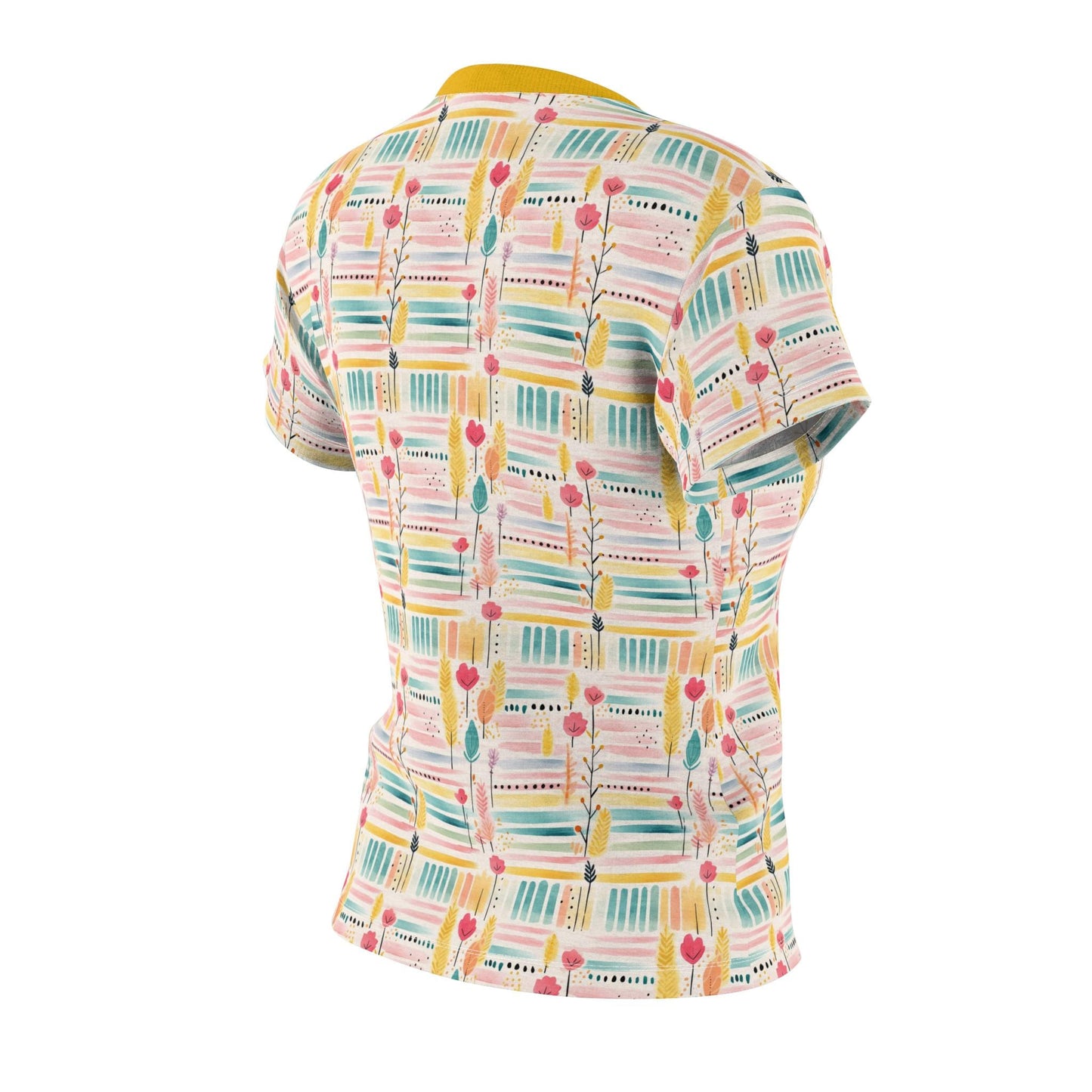 Colorful Floral Tee - Casual Wear, Women's Summer Top, Perfect for Picnics, Birthdays, Gifts, Cut & Sew Shirt