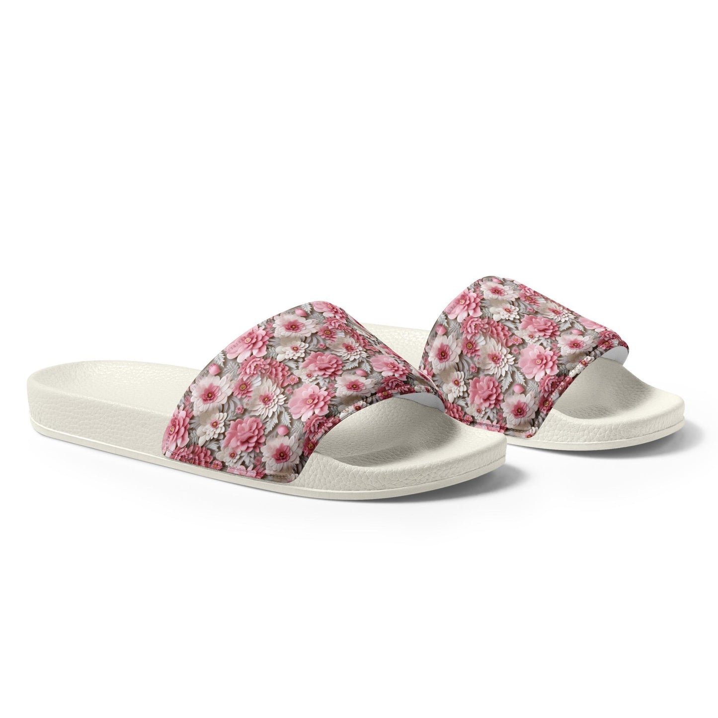3D Floral Print Women’s Slides | Seamless Pattern Summer Sandals | Comfortable Slide Sandals for Women | Cute Pool Slides | House Slippers