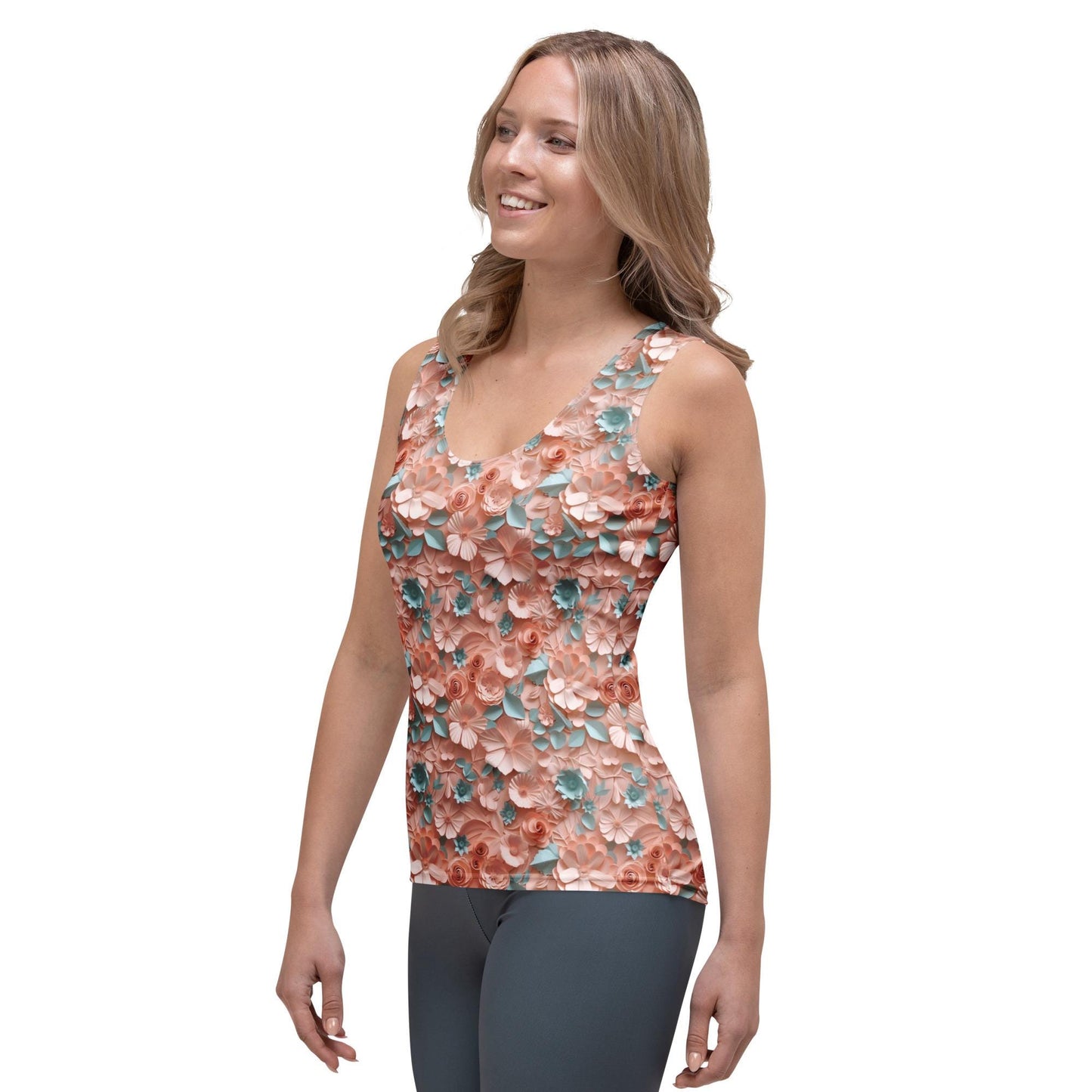 Womens 3D Pastel Spring Floral Sublimation Cut & Sew Tank Top