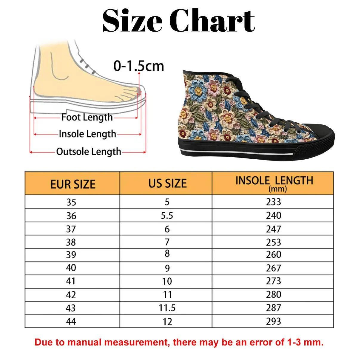 Women's Custom 3D Floral Print High Top Canvas Shoes | Unique Artistic Sneakers | Handmade Fashion Footwear