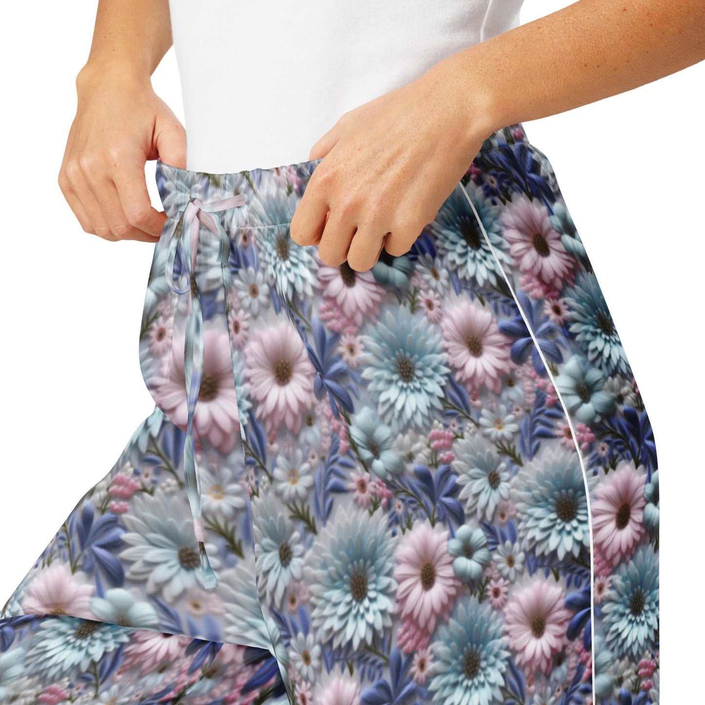 3D Floral Pajama Pants for Women β Spring Soft Lounge Pants β Comfort Sleepwear β Cute Printed PJ Bottoms β Cozy Elastic Waist Pants