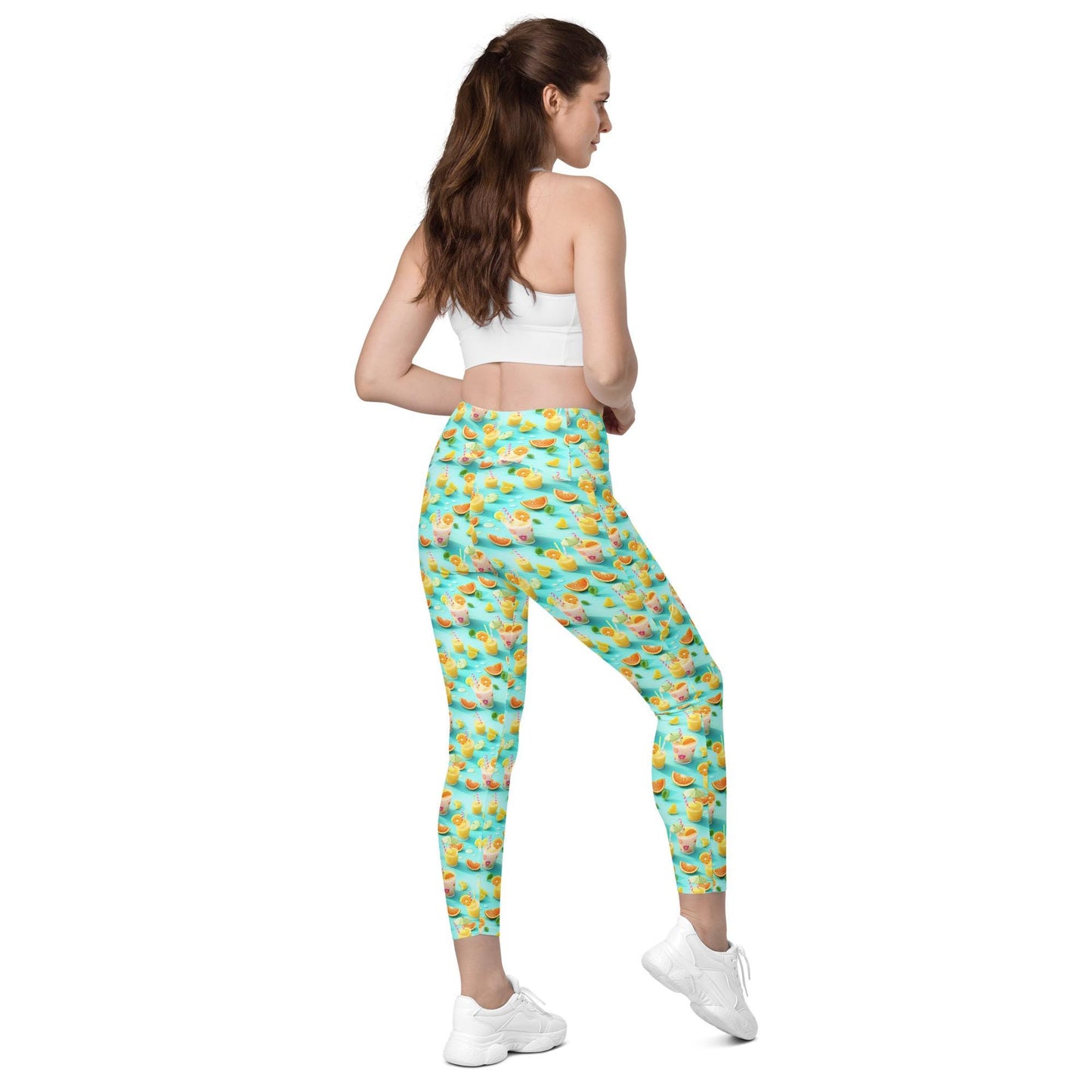 Vibrant Summer Fruity Delight Leggings with Pockets – Fun Printed Yoga Pants, Women's Workout & Casual Wear