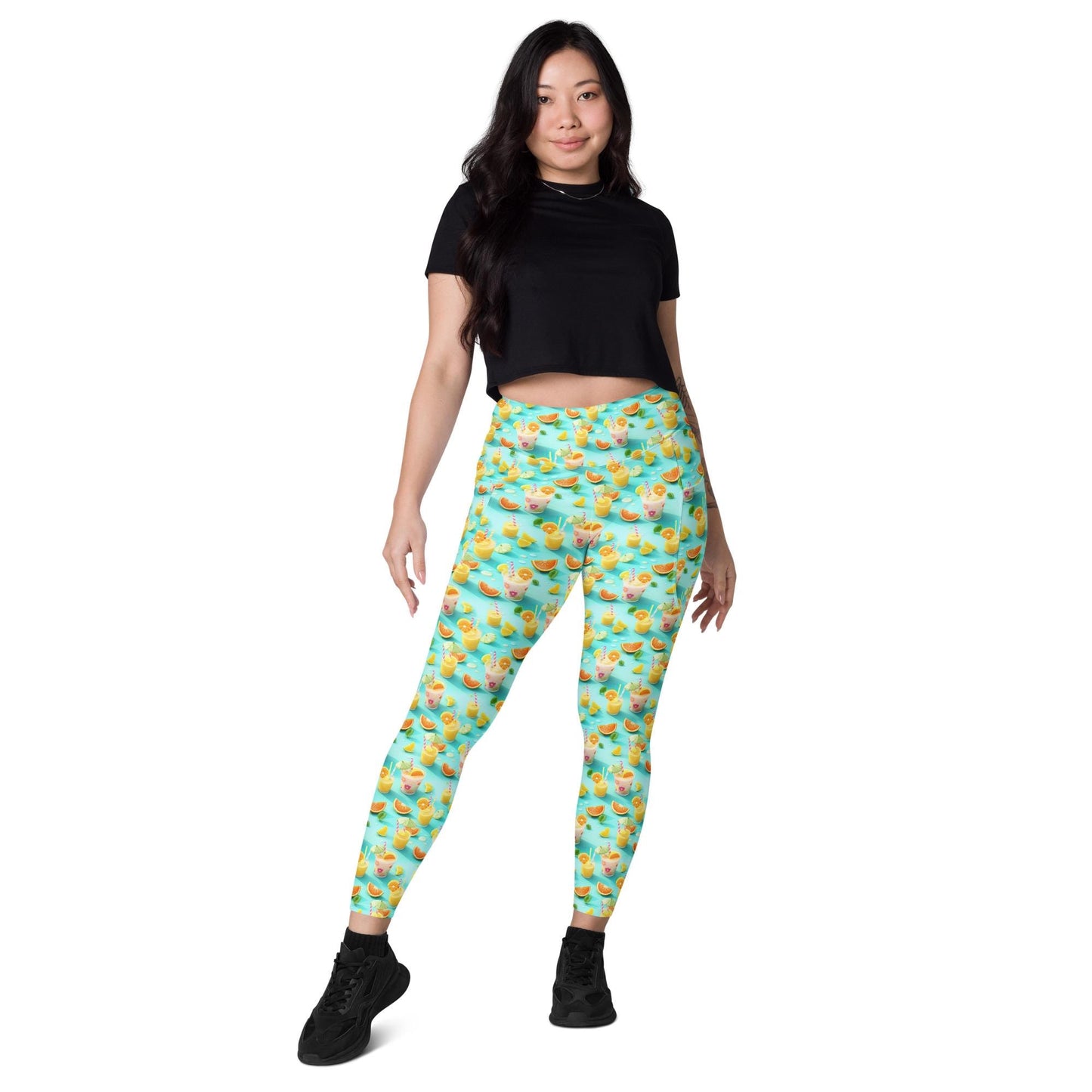 Vibrant Summer Fruity Delight Leggings with Pockets – Fun Printed Yoga Pants, Women's Workout & Casual Wear