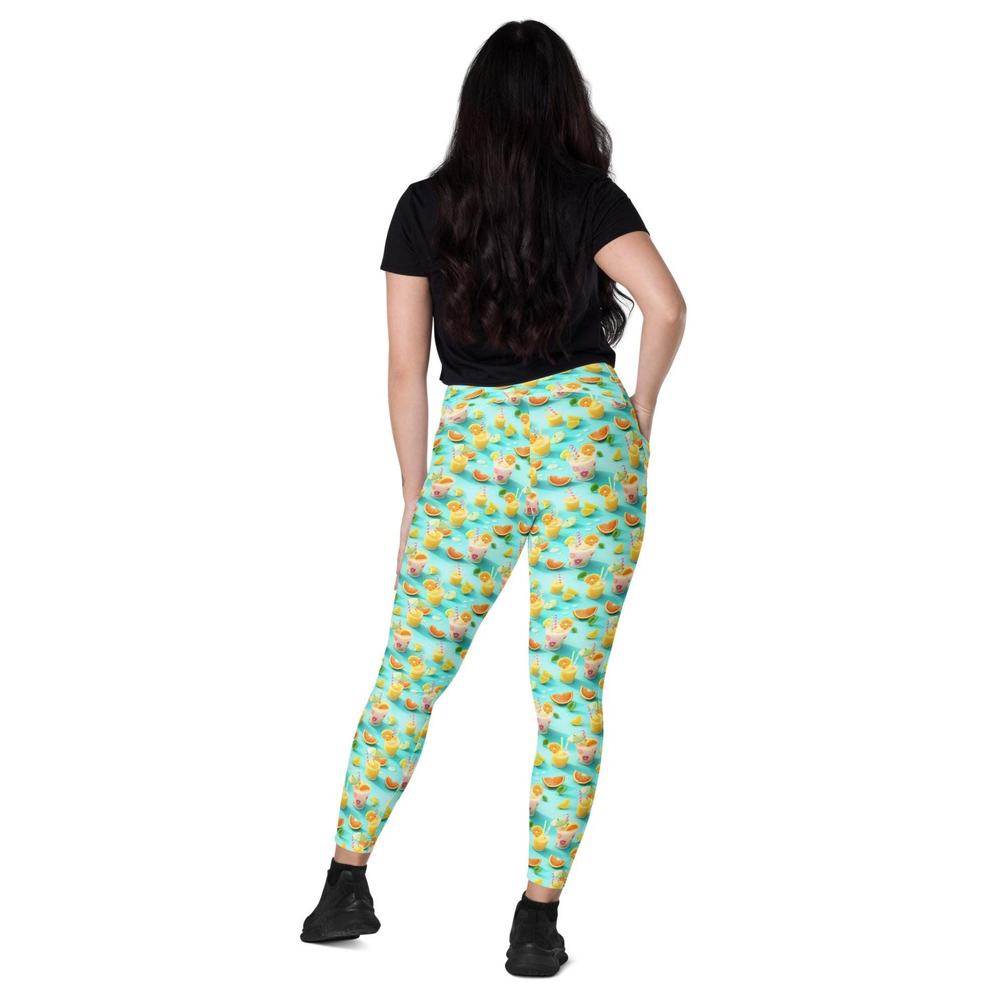 Vibrant Summer Fruity Delight Leggings with Pockets – Fun Printed Yoga Pants, Women's Workout & Casual Wear