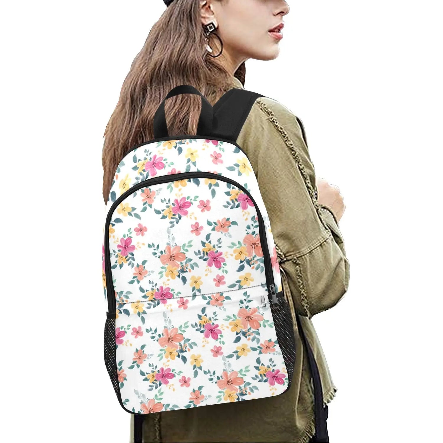 Spring Floral Pattern Fabric Backpack - The Aurora Touch