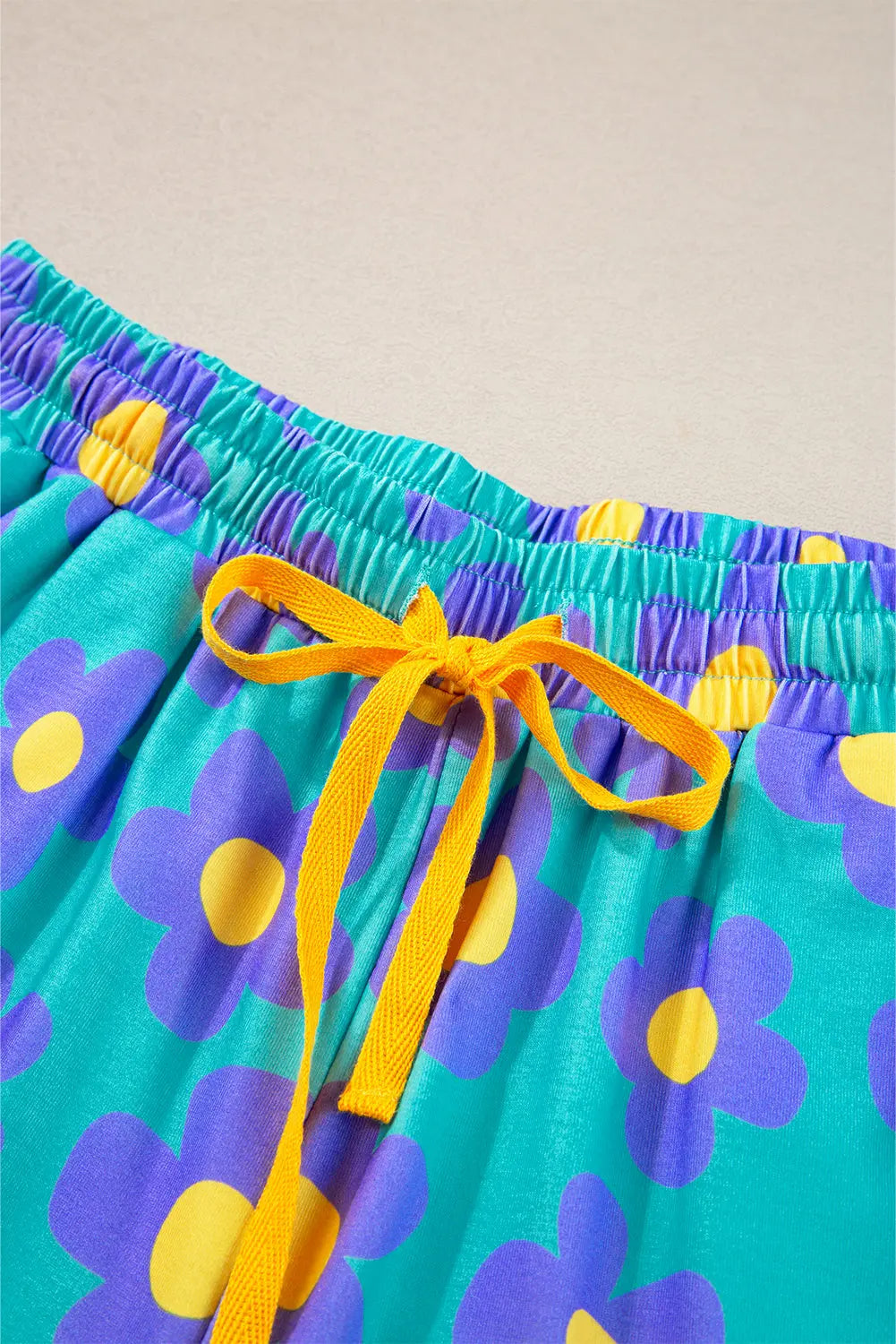 Green Flower Print Short Sleeve Shirt Pajamas Set The Aurora Touch