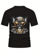 Cool Hip-hop Dog Gold Chain Pattern Print, Men&