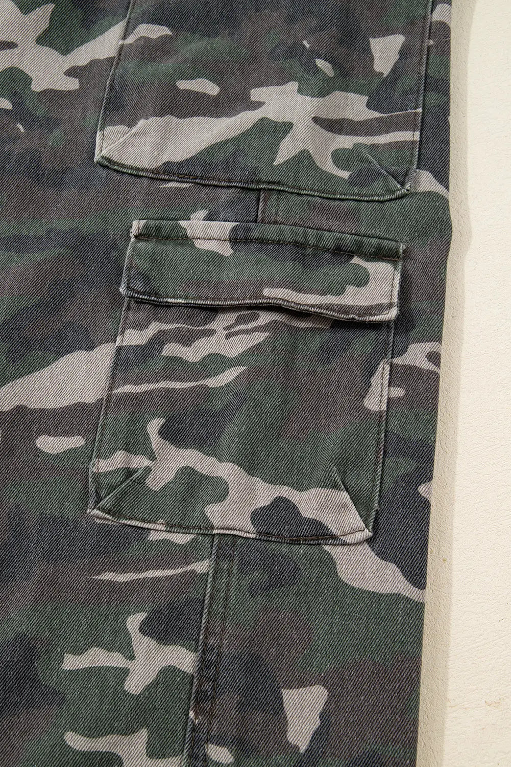 Green Camo Denim Cargo Wide Leg Pants Dear-Lover Dropshipping
