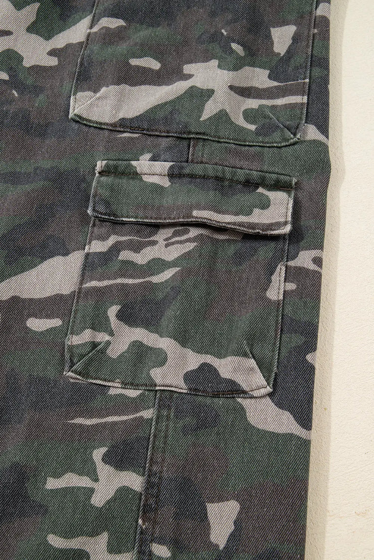Green Camo Denim Cargo Wide Leg Pants Dear-Lover Dropshipping