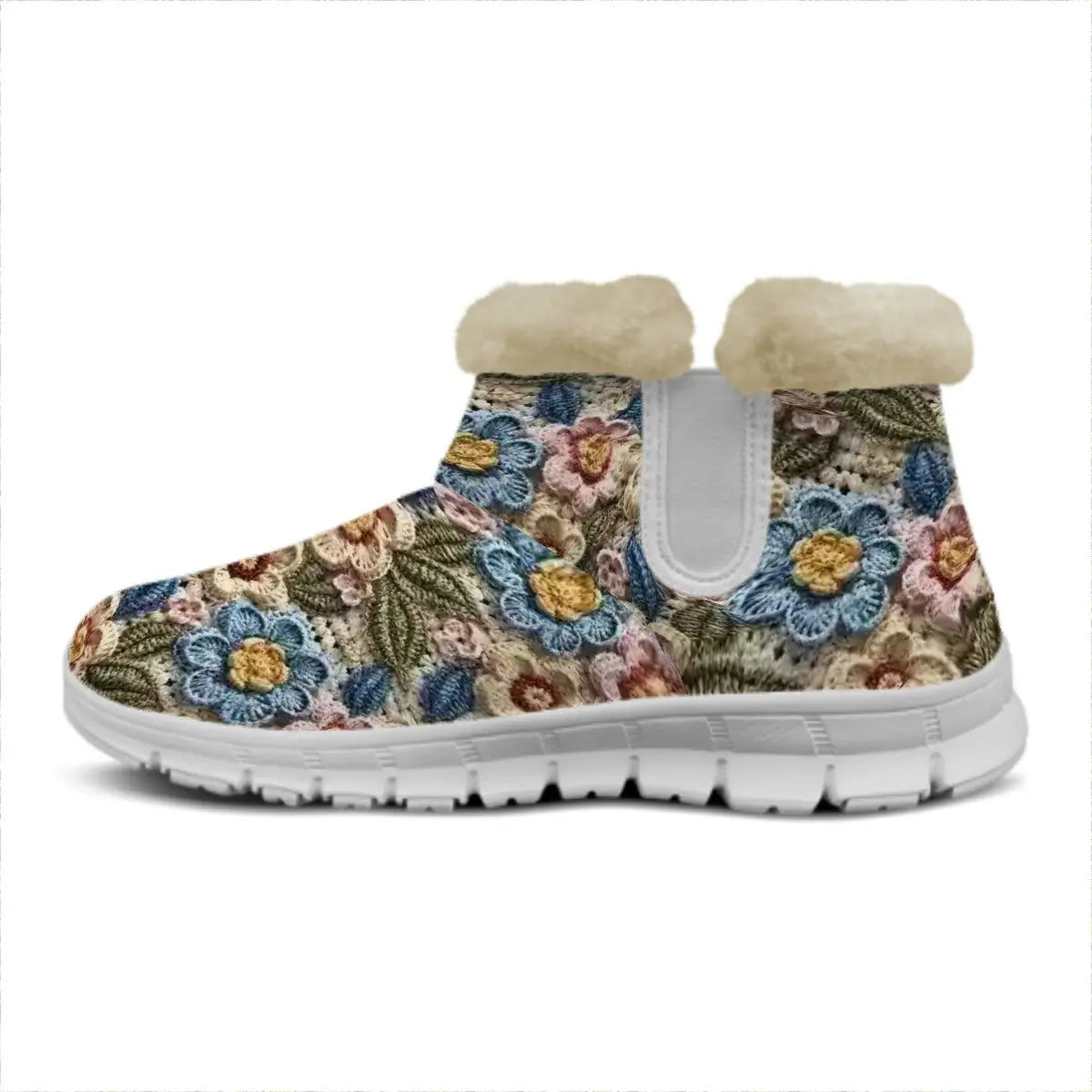 Pretty 3D Crotchet Floral Design Snow Boots - The Aurora Touch