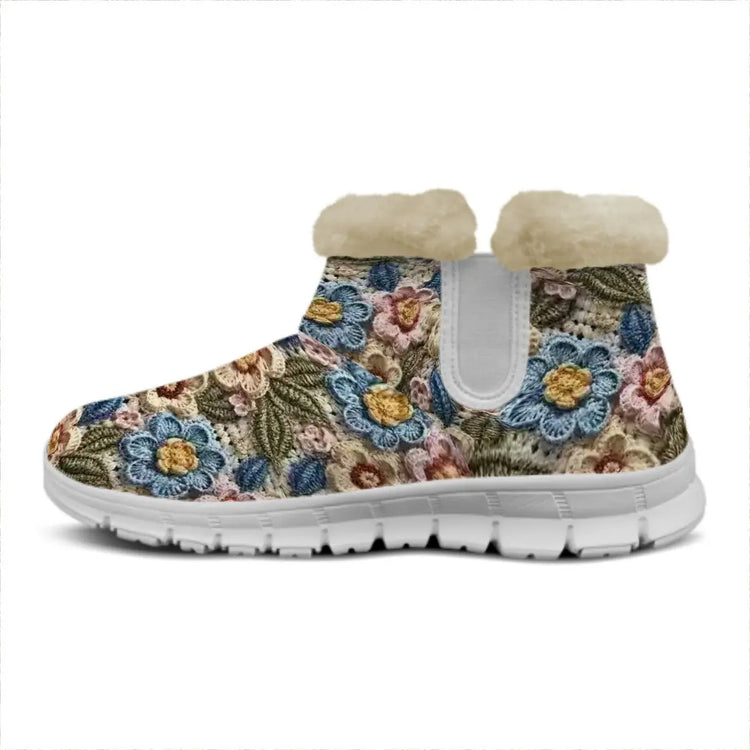 Pretty 3D Crotchet Floral Design Snow Boots - The Aurora Touch