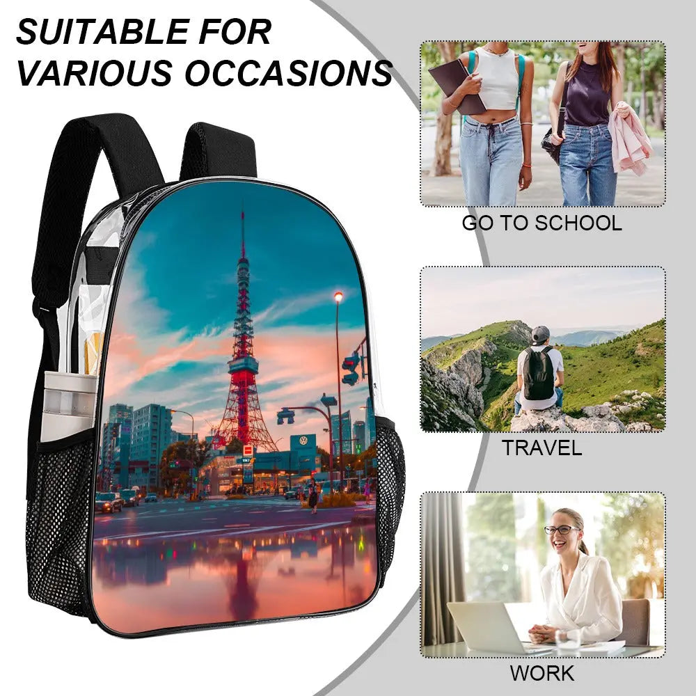 Transparent Artistic Back Pack Travel Bag - The Aurora Touch