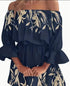 Boho Leaf Graphic Print Off Shoulder Dress - The Aurora Touch