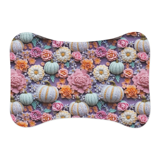Pet Feeding Mats, Fall Floral Cat Dog Food Place Mats, Pretty 3D Pastel Color Home Decor Printify