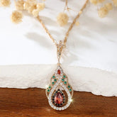 Pomegranate Red Black Diamond Emerald Vakarufalhi Sweet Elegant Necklace CJ