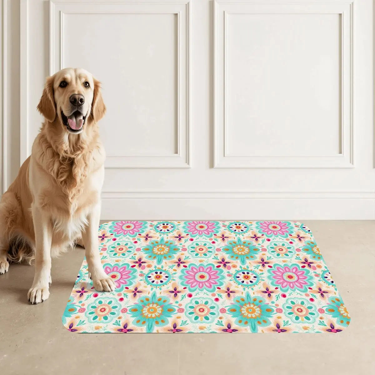Vegan Leather Waterproof Pet Food Mat - The Aurora Touch