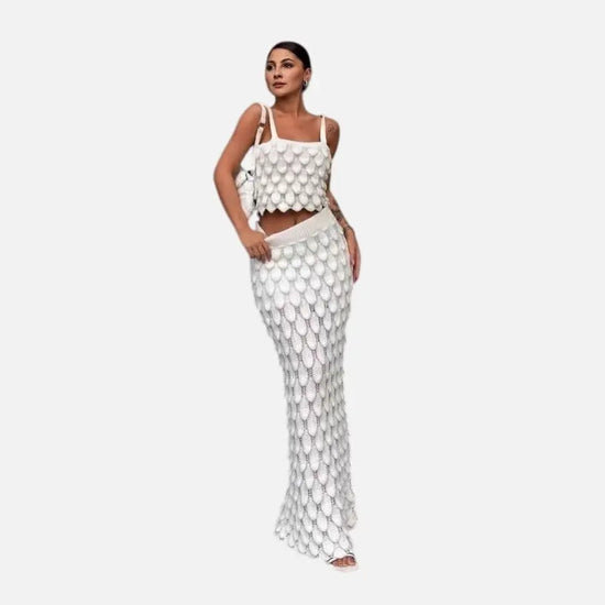 Fashion Tank Top Two-Piece Scale Skirt Set