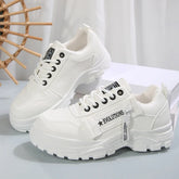 Lace-up Sports Shoes With Side-Zipper Design | Fashion Thick-soled Round-toe Casual Shoes For Women Sneakers CJ