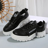 Lace-up Sports Shoes With Side-Zipper Design | Fashion Thick-soled Round-toe Casual Shoes For Women Sneakers CJ