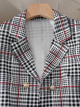 Ladies Fashion Casual Slim Suit Two-piece Plaid Pattern with Buttons, Lapel Long Sleeve Suit Jacket and High Waist Skirt The Aurora Touch