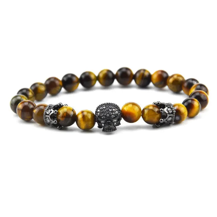 Design Volcanic Rock Beaded Crown Zircon Bracelet The Aurora Touch
