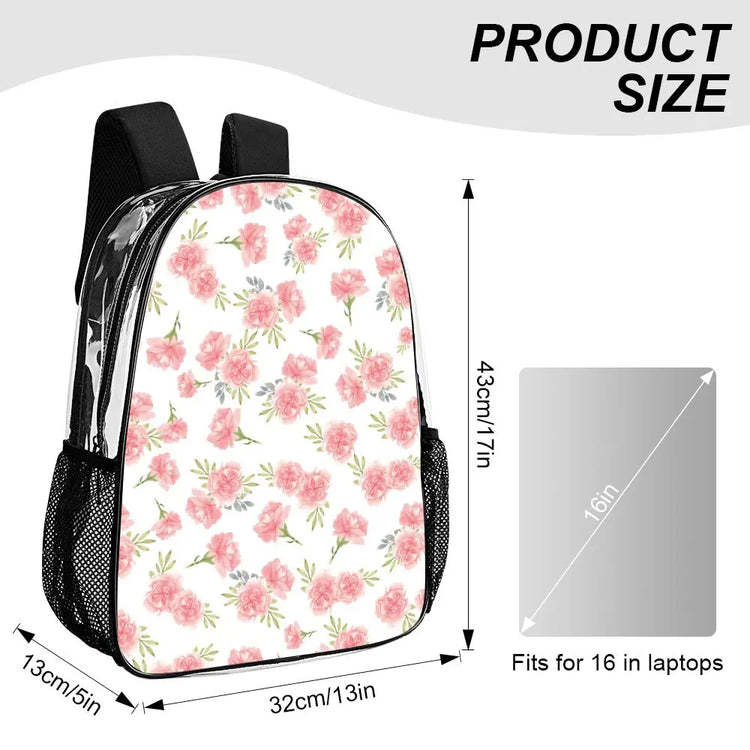 Transparent Floral Print Pattern Back Pack - The Aurora Touch