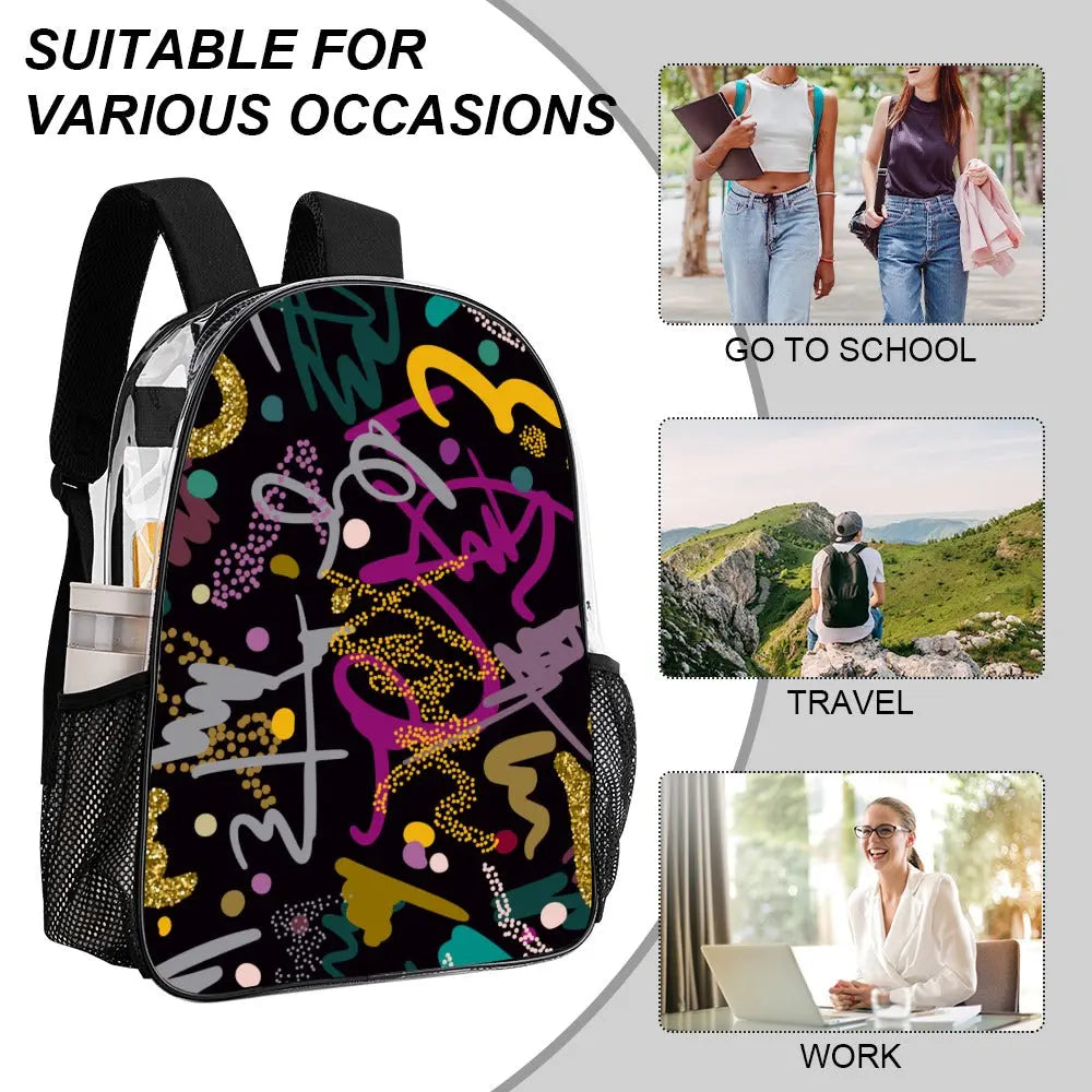 Trendy Colorful Transparent Design Back Pack - The Aurora Touch