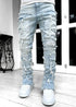 Men Trousers Individual Patched Pants Long Tight Fit Stacked Jeans For Mens Clothing The Aurora Touch
