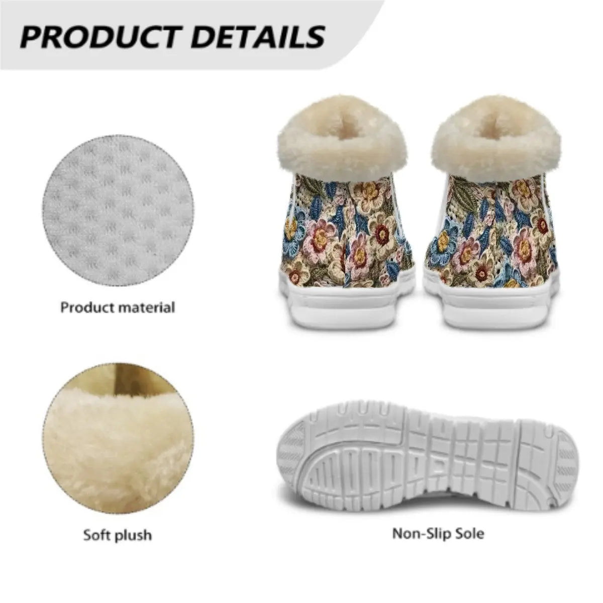 Pretty 3D Crotchet Floral Design Snow Boots - The Aurora Touch