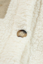 Beige Contrast Flap Pocket Single Breasted Teddy Coat Dear-Lover Dropshipping