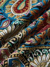 Women Print Maxi Dress High Waisted Cross Halter Neck With Tie Detail,Flowing Vacation Gown In Teal, Blue-Green & Brown Paisley   Pattern, Machine Washable, Summer Fashion Decorative Tie Detail The Aurora Touch