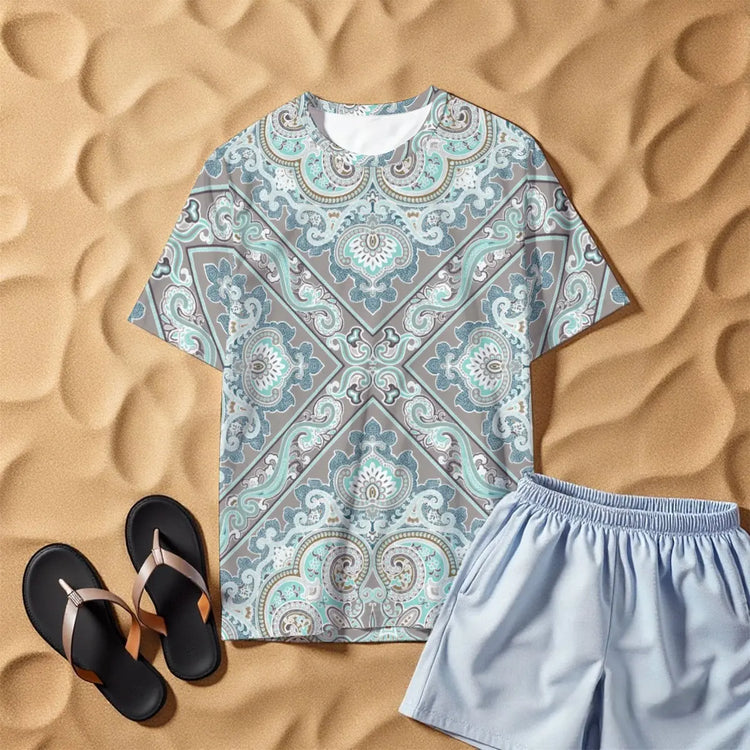 Light Teal All-Over Print Men&