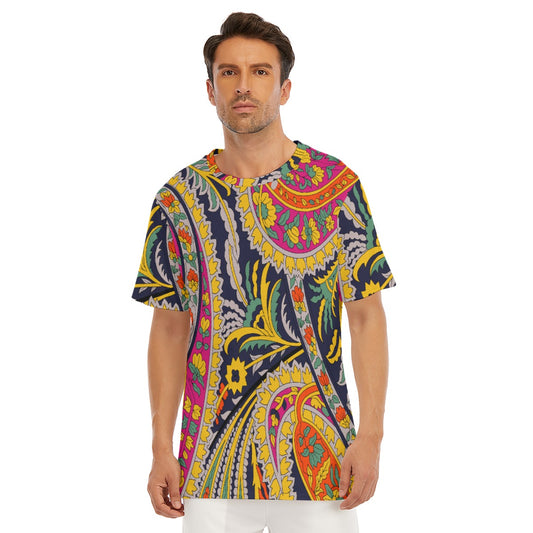 Vibrant Floral Pattern All-Over Print Men's O-Neck T-Shirt | 190GSM Cotton