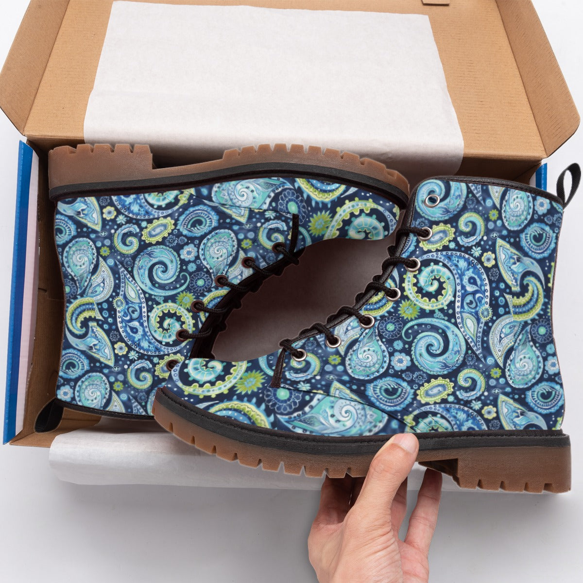 Paisley Pattern Men's Martin Short Boots for Fashion Lovers