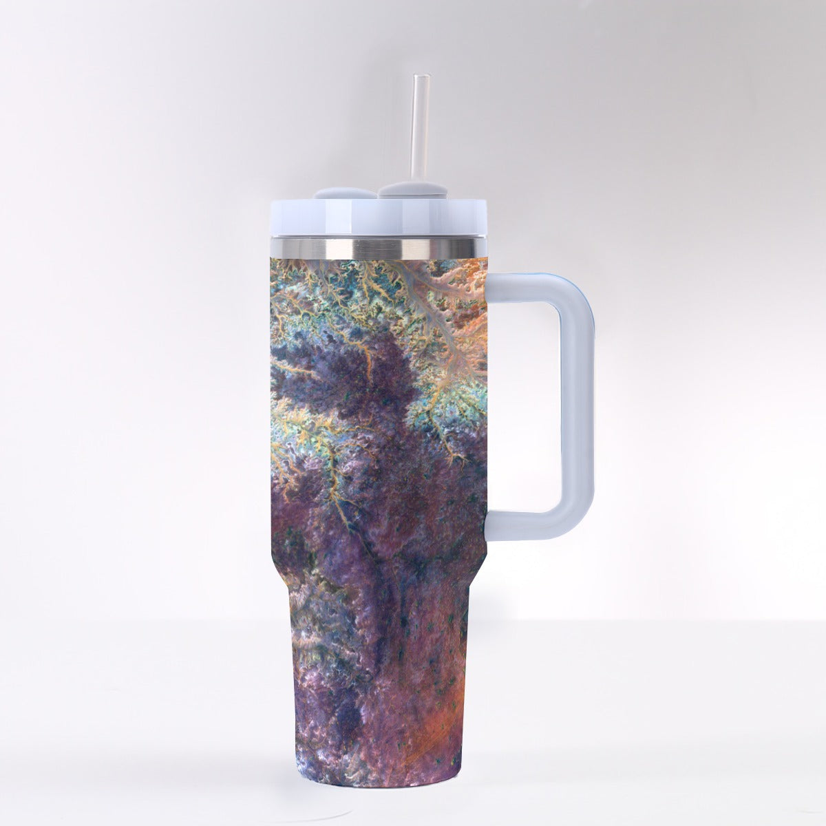 Vibrant 3D Designer Fashion 40 oz Tumbler With Handle | Travel Stylish Mug