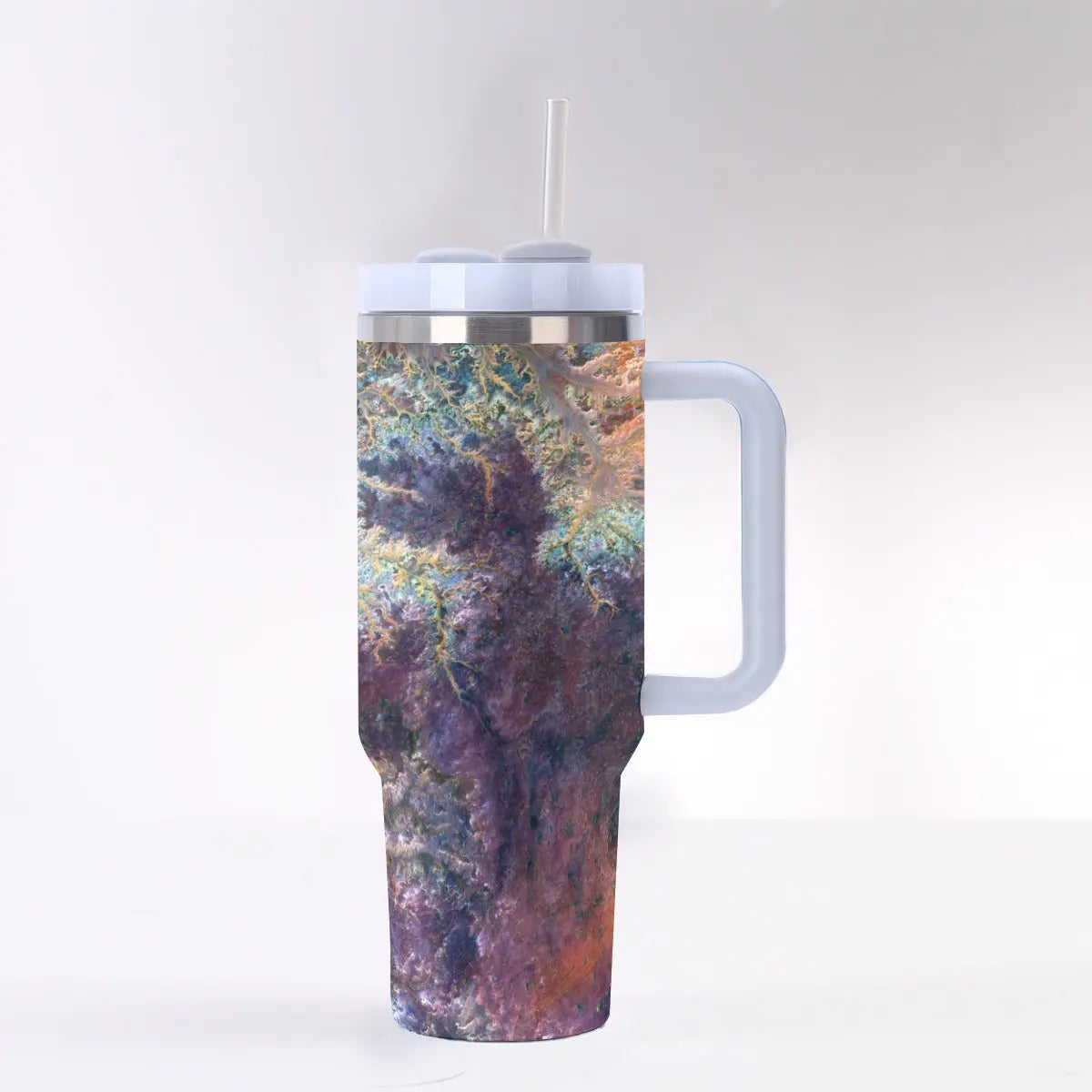 Vibrant 3D Designer Fashion 40 oz Tumbler With Handle | Travel Stylish Mug Yoycol